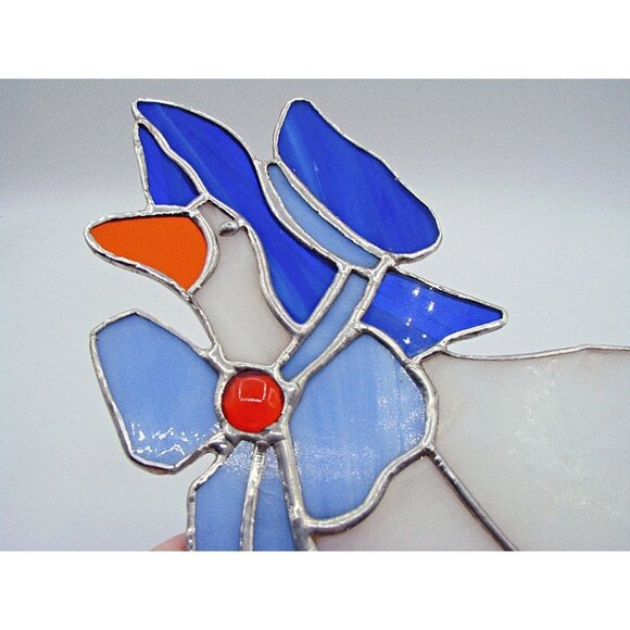 Stained Glass Goose Mother Goose Suncatcher Hanging Window Decor Blue White 7.5" - Picture 9 of 9